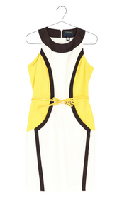 Roberto Cavalli yellow and white shift midi dress